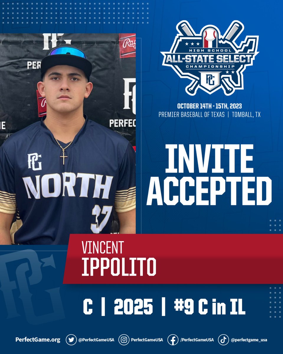 PG Showcases (@pgshowcases) on Twitter photo INVITE ACCEPTED ✅
Vincent Ippolito will be at the High School All State Select Championships in TX in Oct.👊
He is ranked as a Top 1000 overall player in the country & has plenty of strength in his swing 💪
#HSAllState <a href="/PG_Illinois/">Perfect Game Illinois</a> <a href="/vinnyippolito14/">Vinny Ippolito</a> INVITE ACCEPTED ✅
Vincent Ippolito will be at the High School All State Select Championships in TX in Oct.👊
He is ranked as a Top 1000 overall player in the country & has plenty of strength in his swing 💪
#HSAllState <a href="/PG_Illinois/">Perfect Game Illinois</a> <a href="/vinnyippolito14/">Vinny Ippolito</a>
