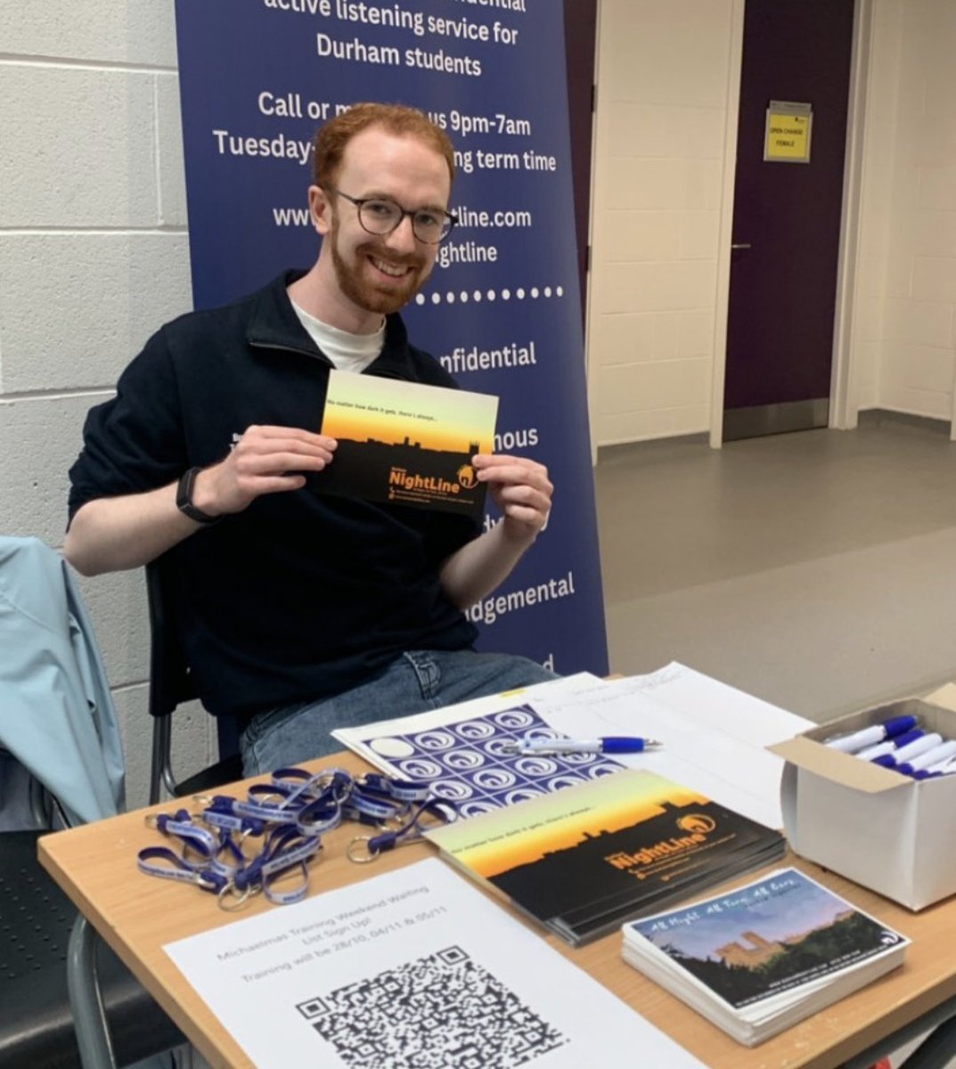 Promoting <a href="/DurhamNightline/">Durham Nightline</a> at the freshers' fair today!