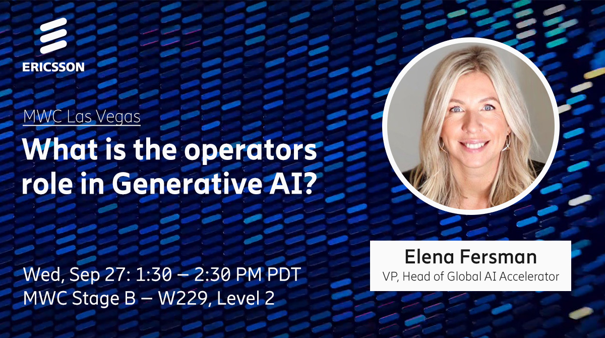 EricssonNA's tweet image. We can&apos;t wait to make our way to #MWCLV Stage B — W229, Level 2 for @elena_fersman&apos;s thoughts on what is the operators role in generative #AI!