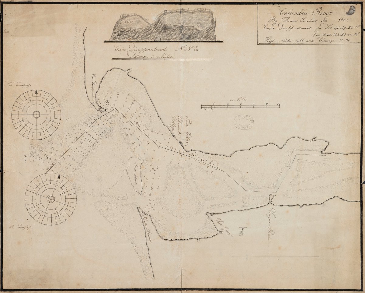 The Columbia River was a vital waterway for the operation of the Fur Trade in the West. However, entrance and passage through the river to #HBC Fort Vancouver required some instructions. These newly digitized maps show the entrance and routes through the Columbia River.