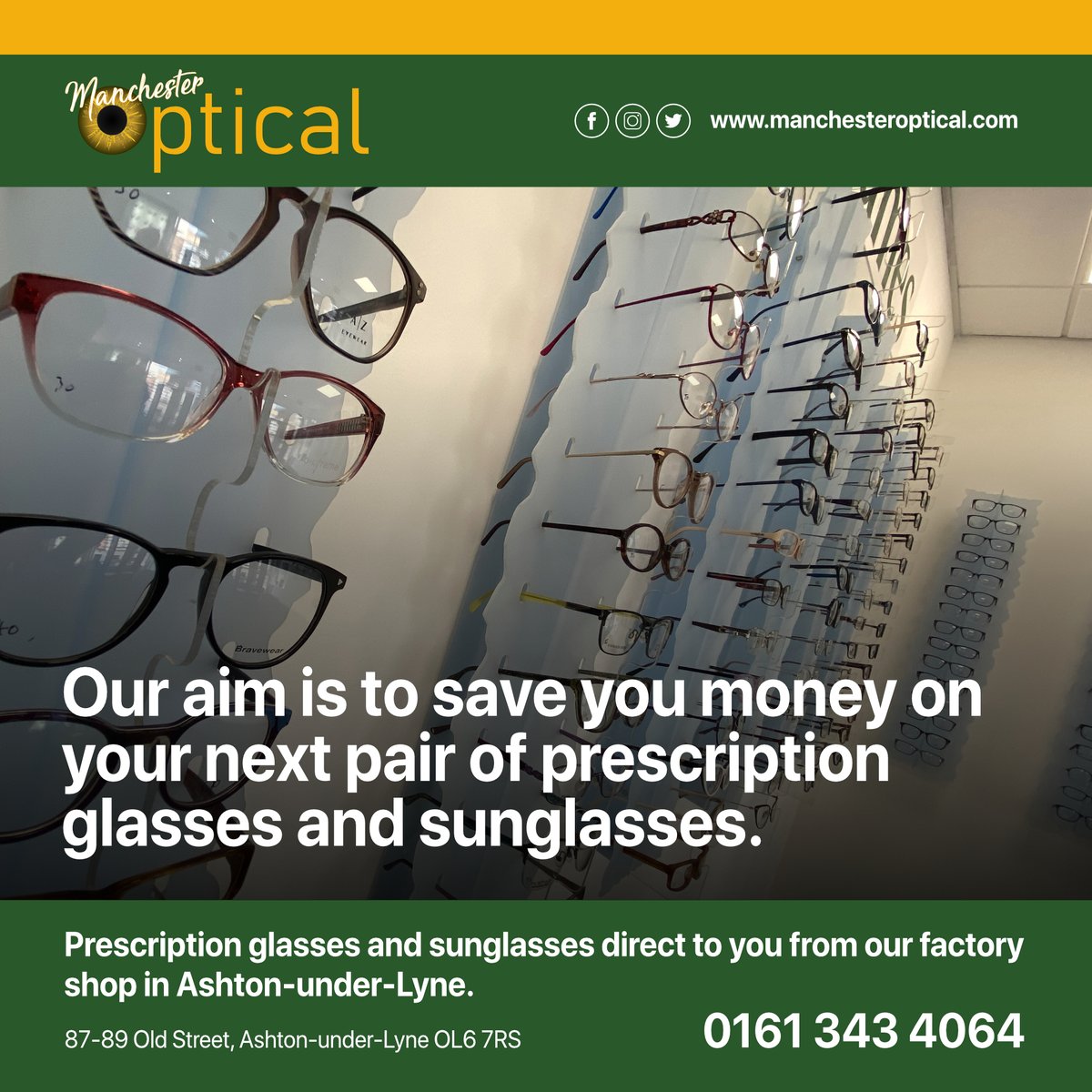 Our aim today is the same as it was 20 years ago. To save you money on your next pair of prescription #glasses and #sunglasses. 

Simply bring your latest prescription down to our shop in #AshtonUnderLyne to discuss your requirements.