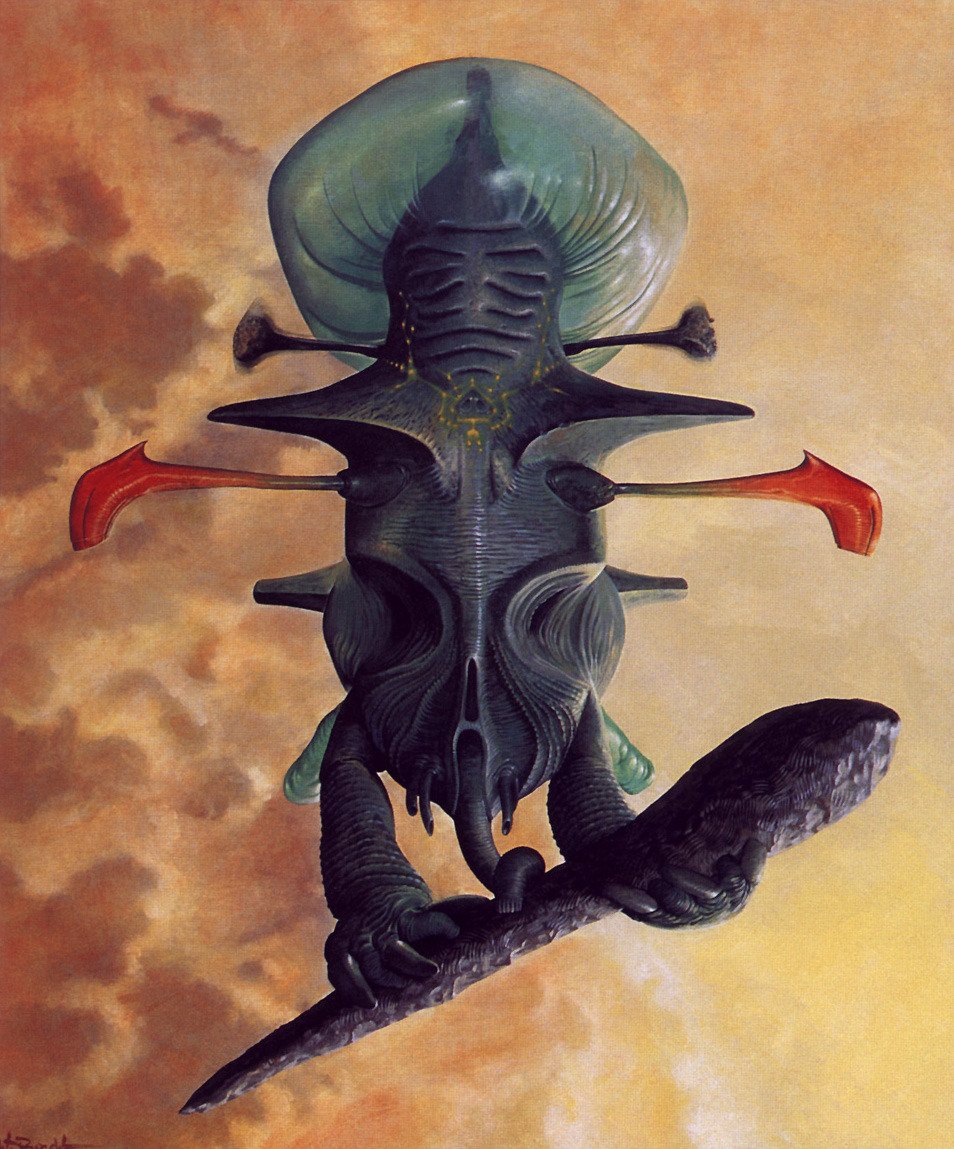 afrocosmist's tweet photo. more alien creatures by wayne barlowe from "expedition": daggerwrist, sac-back, rimerunner, &amp; eosapien https://t.co/KC0KFsSDSH