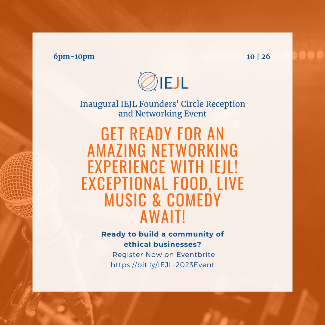 IEJL_org's tweet photo. Get ready for an Amazing networking experience with IEJL! Exceptional food, live music &amp; comedy await!

Register on Eventbrite https://t.co/wkHAmgCrGt

#iejl #itstime #networkingevent #networking #networkingevents #ocnetworking #lanetworking https://t.co/90TVAzCxXJ