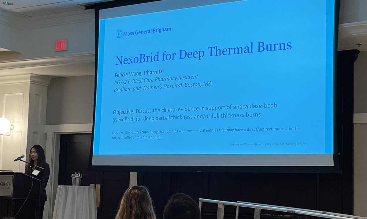 BrighamPharmacy's tweet photo. We’re live at the 20th annual #NECCS!! Shout out to @skylerstarkel @felicialeesha27 @nandini2098 for awesome presentations at the resident pearls session (part 1)🤩🎉 #TwitteRx #PharmRes https://t.co/WbgRCjqtQJ