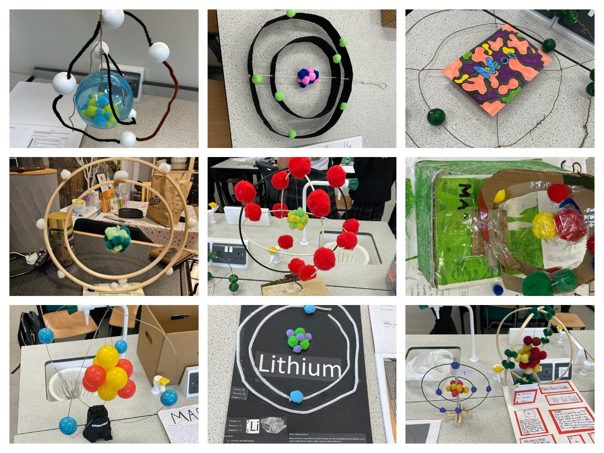 PrincethorpeCol's tweet image. Year 9 were challenged  to model an atom of an element of their choice for their Chemistry homework and delighted their teachers with their impressive creations. #princethorpecollege #sciencehomework #atoms