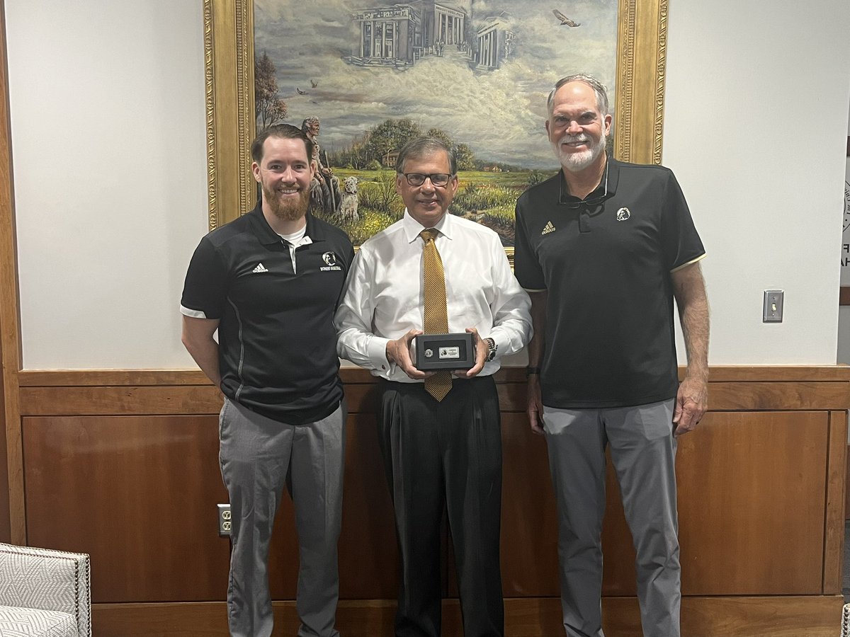 Celebrated the success of last season with two special members of our team. Thank you Chancellor Cummings and Director of Athletics Dick Christy for your continued support! 💍#BraveNation