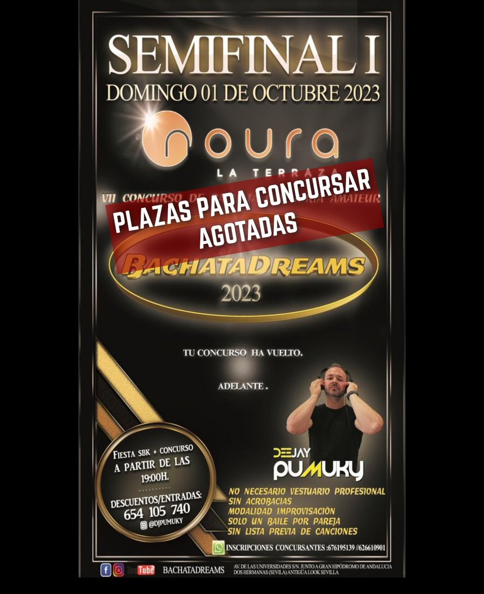Este Domingo 1 de octubre en Terraza Noura... FIESTA SBK + Concurso BachataDreams!!!! Pre-reserva aquí con descuento y paga en puerta: fourvenues.com/djpumuky/event…