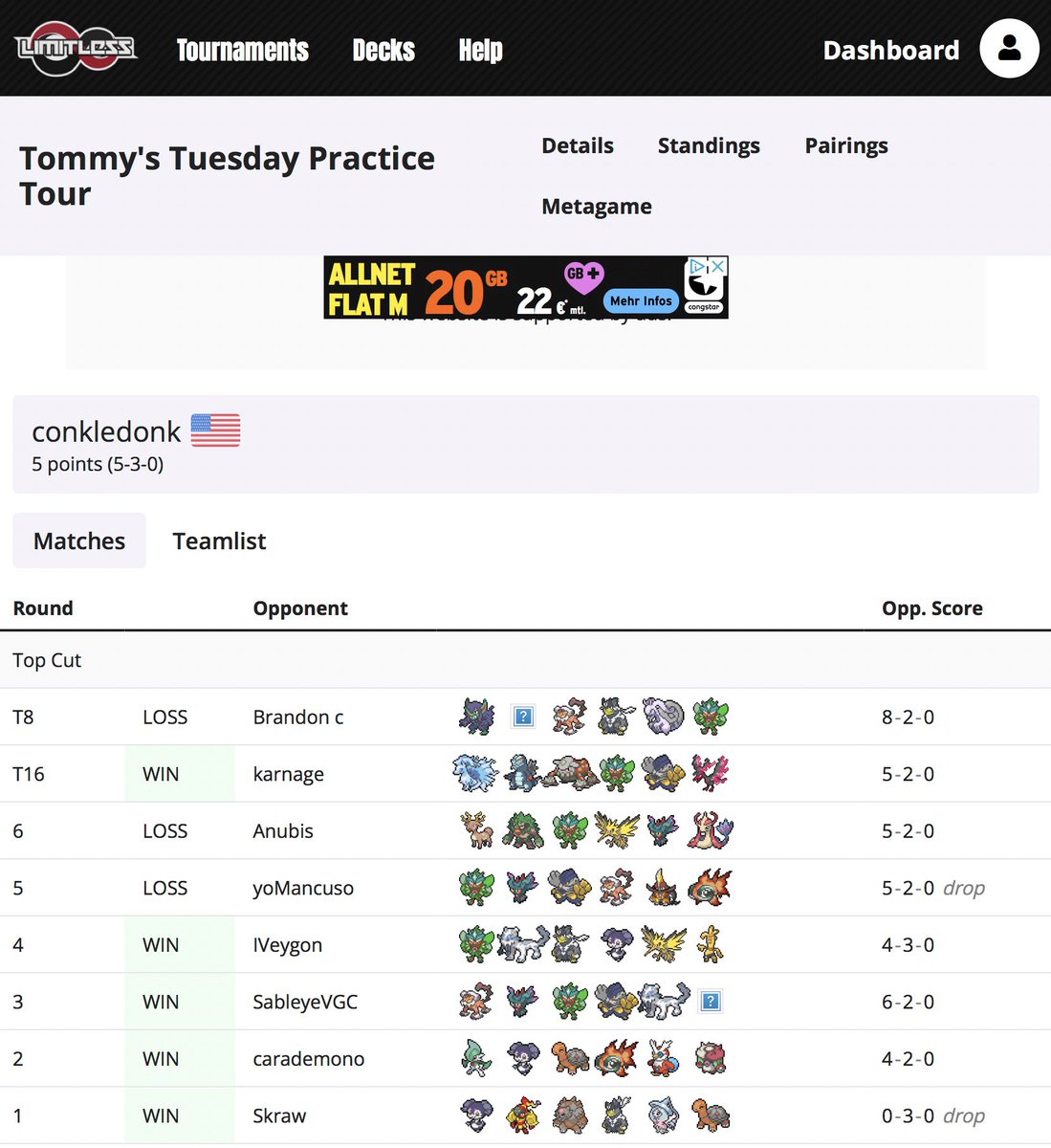 BillaVGC's tweet photo. We updated the platform, your matchup page now shows the 6 pokemon of each of your opponent. 

#PlayPokemon #PlayLimitless https://t.co/zKFlhspcCb