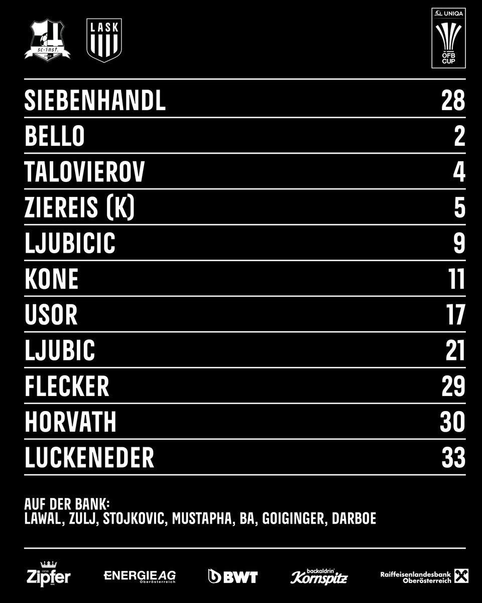 LASK_Official's tweet photo. Start-1β£1β£ #SCIASK #UNIQAOEFBCup π https://t.co/EsjO7iMhZr