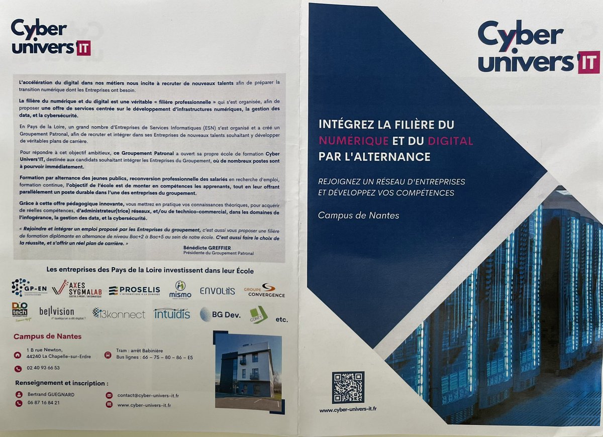 Visite de l’entreprise Mismo et découverte du projet « Cyber Univers’it » porté par 12 entreprises de la région. Objectif : former par l’alternance sur des métiers en tension : infrastructure systèmes et réseaux, protection des données et cyber sécurité. cyber-univers-it.fr