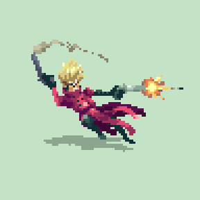 akiyamae's tweet photo. #pixelart #trigun #vashthestampede https://t.co/HnAie1T14u