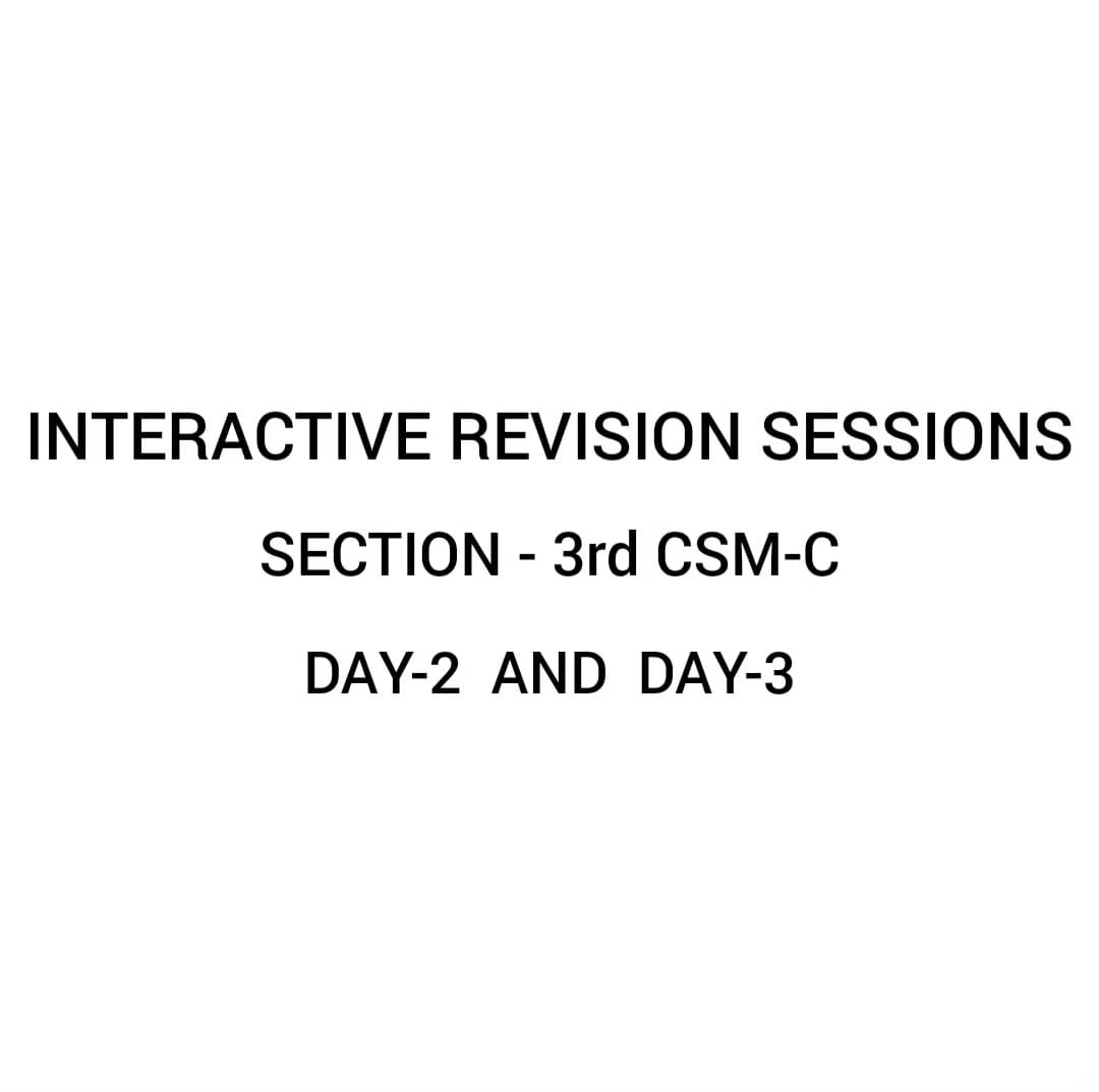 csm_dept_nriit's tweet photo. Interactive Revision Sessions DAY-2 and
DAY-3 by 3rd CSM-C
#NRIIT
#CSM
#interactivesession
#interaction
#seminars
#revision https://t.co/OUmZq7ZdSE