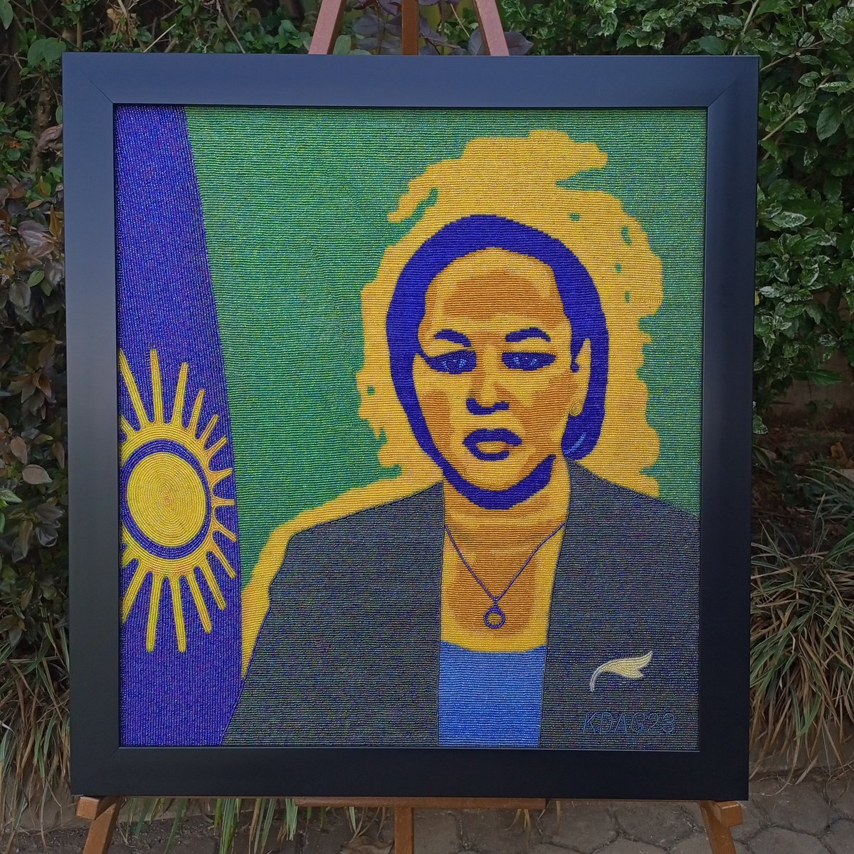 Hon Ambassador Mbabazi Rosemary. Here is the portrait of you made by Deaf youth Artists of Rwanda during the celebration of International Deaf Awareness Month as part of fundraising way to support their ongoing artistic work. Your support will highly appreciate @RMbabazi #bead