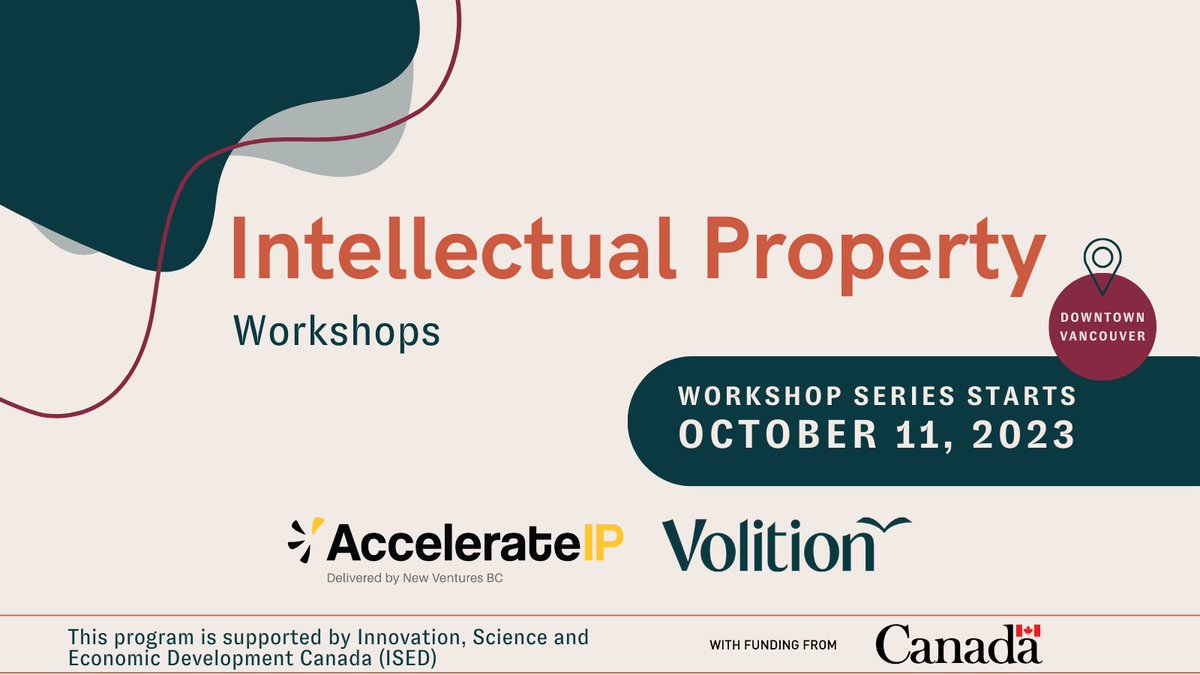 Attention Innovators &amp; Entrepreneurs! Boost your entrepreneurial journey with <a href="/thisisvolition/">Volition</a> x <a href="/nvbc/">New Ventures BC</a>'s immersive Intellectual Property workshop series🚀 Register for an empowering experience! shorturl.at/CIM08 #Entrepreneurship #Innovation #Workshops #IntellectualProperty