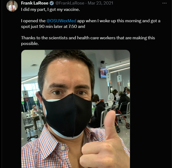 kefirelac's tweet photo. @FrankLaRose All boy scouts make fun thousands of dead ohioans following a path they previously championed when it was politically convenient.  

You get a merit badge for this, obviously. https://t.co/Txx9BDcl8h