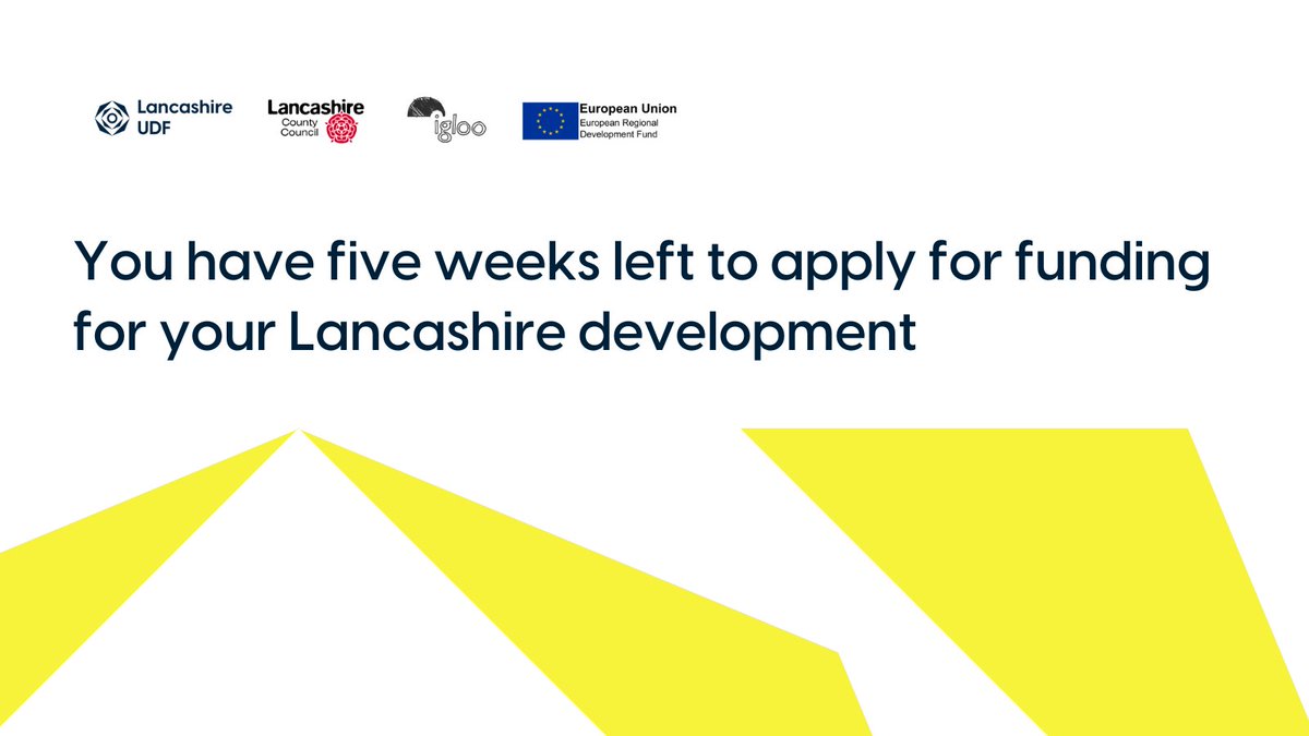 The Lancashire Urban Development Fund is dedicated to the development of industrial workspace in Lancashire.

£6 million of the fund has now been allocated, with a remaining £14 million that must be committed to projects.

Apply by 1st November: lancashireudf.co.uk