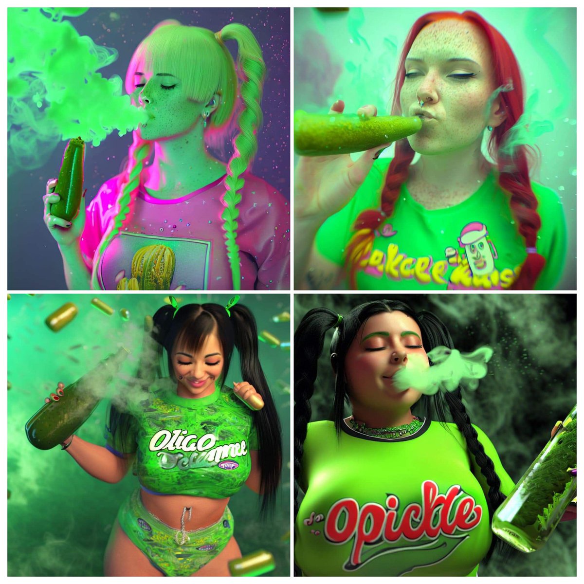 FukkedAI's tweet photo. Stoner girls love the Pickle Pipe: It’s not just a pickle, it’s a Bong 💨 😅🔞
❤️
👇
Please repost and Follow me.🖤
#AIartists #AIart #AIArtCommuity #AiArtSociety  #AIgirl #AIgirlfriends #AIArtwork  #aimodel #fuckedai https://t.co/Fz7PasNMLX