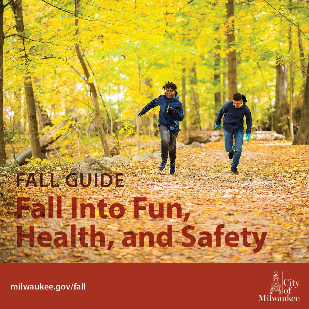 cityofmilwaukee's tweet photo. Check out our #FallIntoFun guide. Your guide to enjoying a fun, healthy, and safe fall season in #Milwaukee! ➡️Find resources, tips, and helpful info from the City of Milwaukee at https://t.co/O6yXjsFh8L. 🍂 https://t.co/WlS7PZVDfC