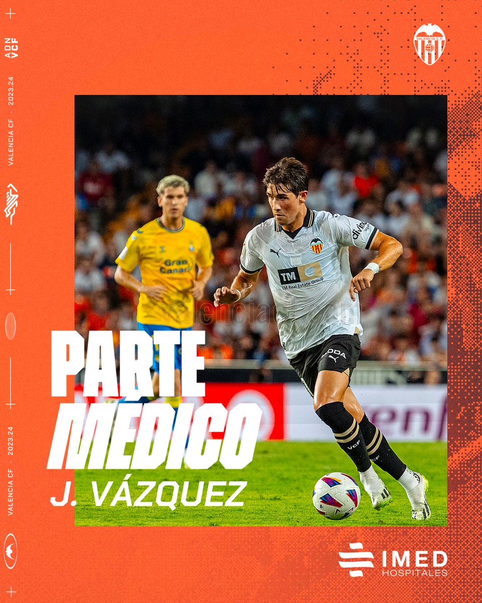 valenciacf's tweet photo. 🏥 COMUNICADO MÉDICO | @Jesus3vazquezz 

🔗 https://t.co/1CuFh1oBbX

🤝🏽 @IMEDHospitales https://t.co/HSWfeNWdXB