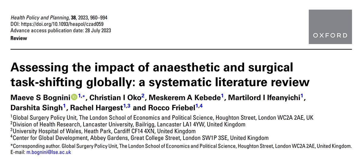 keepark's tweet photo. 👏👏👏Assessing the impact of anaesthetic and surgical task-shifting globally: a systematic literature review https://t.co/ZRQiYD9g69
@maevebognini @Martilord @r_friebel et al.
@LSEHealthPolicy
#GlobalSurgery #TaskShifting #TaskSharing #HealthWorkforce https://t.co/iyBsfq5Afl