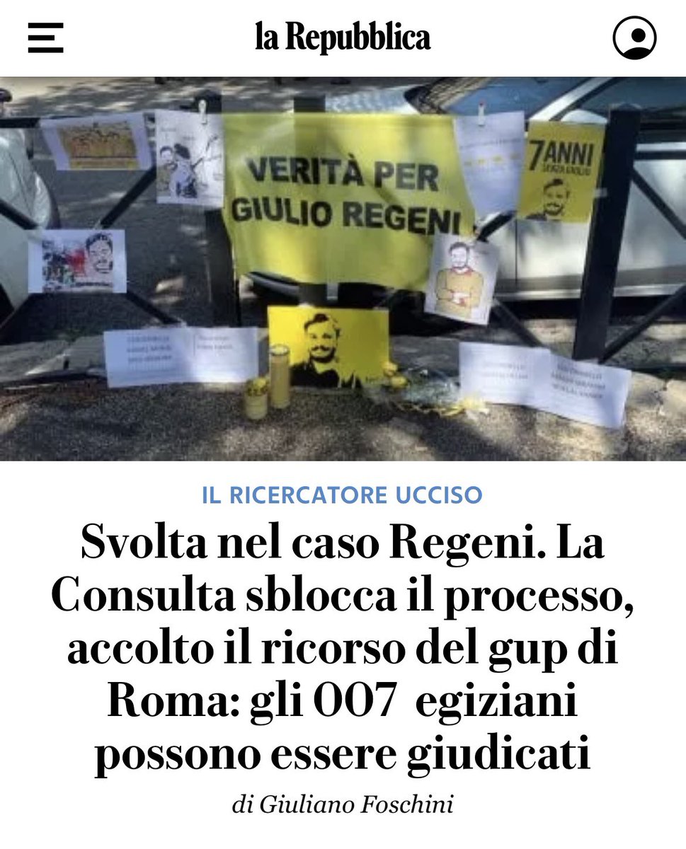 Il processo per Giulio può continuare, oggi è una bella giornata 💛#veritaegiustiziapergiulioregeni