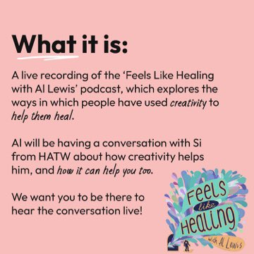 allewismusic's tweet photo. Loking forward to doing another live recording for my @flhpodcast next week at @HATW_uk in #Cardiff.

I’m talking to Si Martin, the founder of @HATW_uk, which helps young people navigate their mental health, about how creativity has helped him heal and manage his mental health .. https://t.co/LXsXa1NdeV