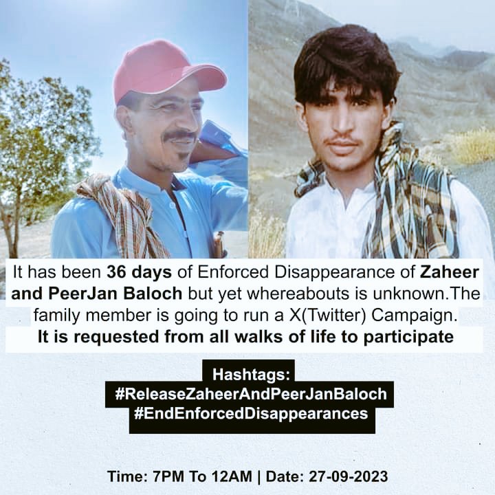 “The dead don’t haunt me as much as missing do”

Sajid Hussain

#ReleaseQambarBaloch
#ReleaseZaheerAndPeerjanBaloch
#ReleaseSakiSawadBaloch 
#EndEnforcedDisappearances
#SaveBalochStudents