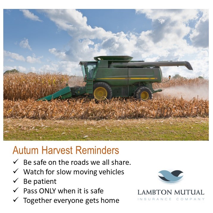 lambtonmutual's tweet photo. Fall is officially here and harvest is just around the corner. Expect to see an increased amount of farm equipment on the roads.

With patience and safety top of mind we can all make it home at the end of each day.

#safetyfirst #roadsafety #farmsafety https://t.co/Hqv0x7UNNh