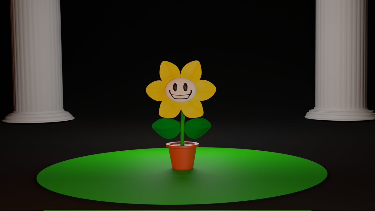 faisalhasse's tweet photo. Here is flowey the flower 
Its from a game called undertale just in case someone wants to know

I got the creepy look right but it is till seem to be missing something i am not sure what 🤔 https://t.co/0Yga0Qx86Z