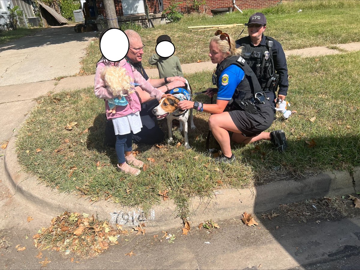 WichitaPolice's tweet photo. Well Done Wednesday!
Today officers responded to a violent incident where there were juvenile witnesses. The children were understandably overwhelmed and emotional about the event. Officer Larison responded to the scene with one of WPD's valuable assets, Stewie. https://t.co/mpjde865Po