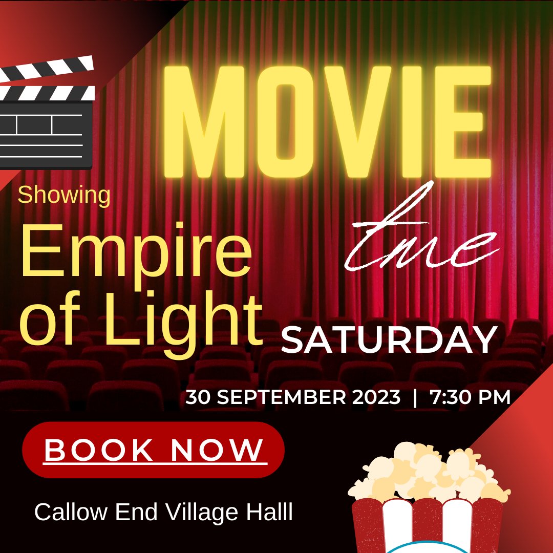 This Saturday at #callowend #villagehall 
#empireoflight Tickets only £5 each via films.cevh.uk Doors Open19:00. Show starts 19:30