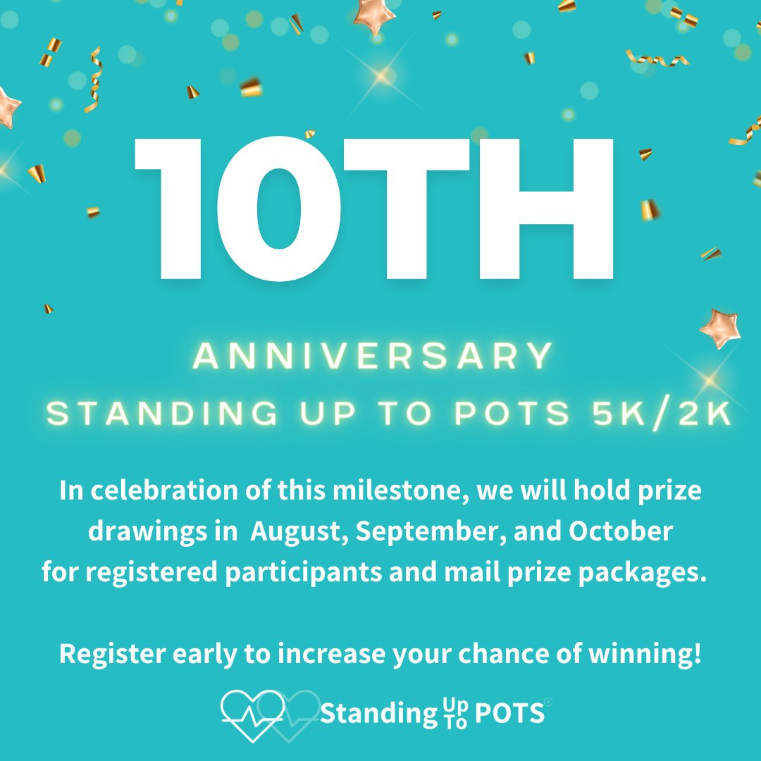 POTSActivist's tweet photo. Time flies when you are having fun! Please help us celebrate the 10th anniversary of this event by registering today. We've already had our August and September drawings, but you have one more chance to win. Register at https://t.co/EVWFy9G58K to participate! #SUTP #SUTP5K https://t.co/5AgHQzF3Xq