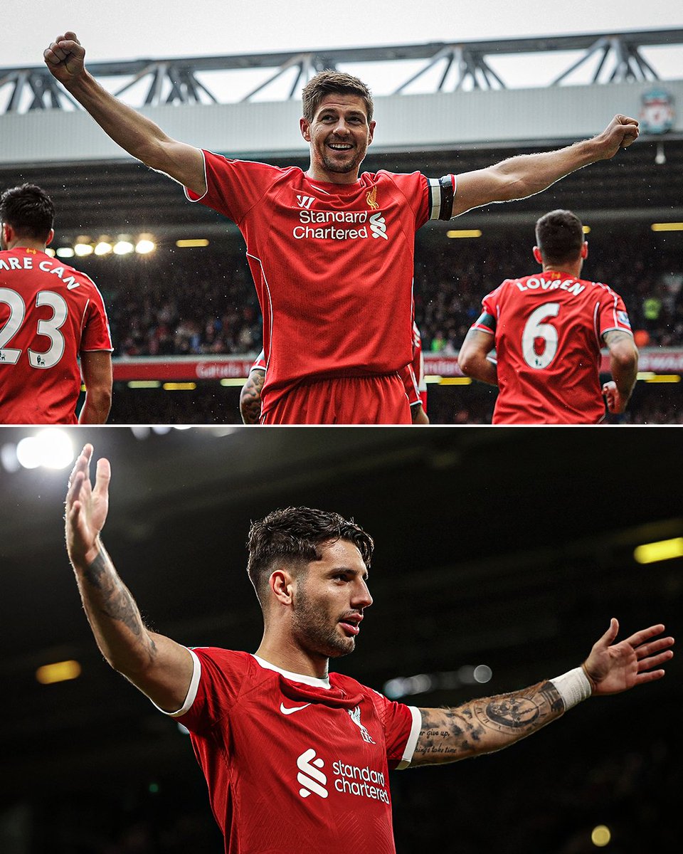 ESPNFC's tweet photo. Is Dominik Szoboszlai the best midfielder Liverpool have had since Steven Gerrard? 🤔 https://t.co/VIKlMgObFK