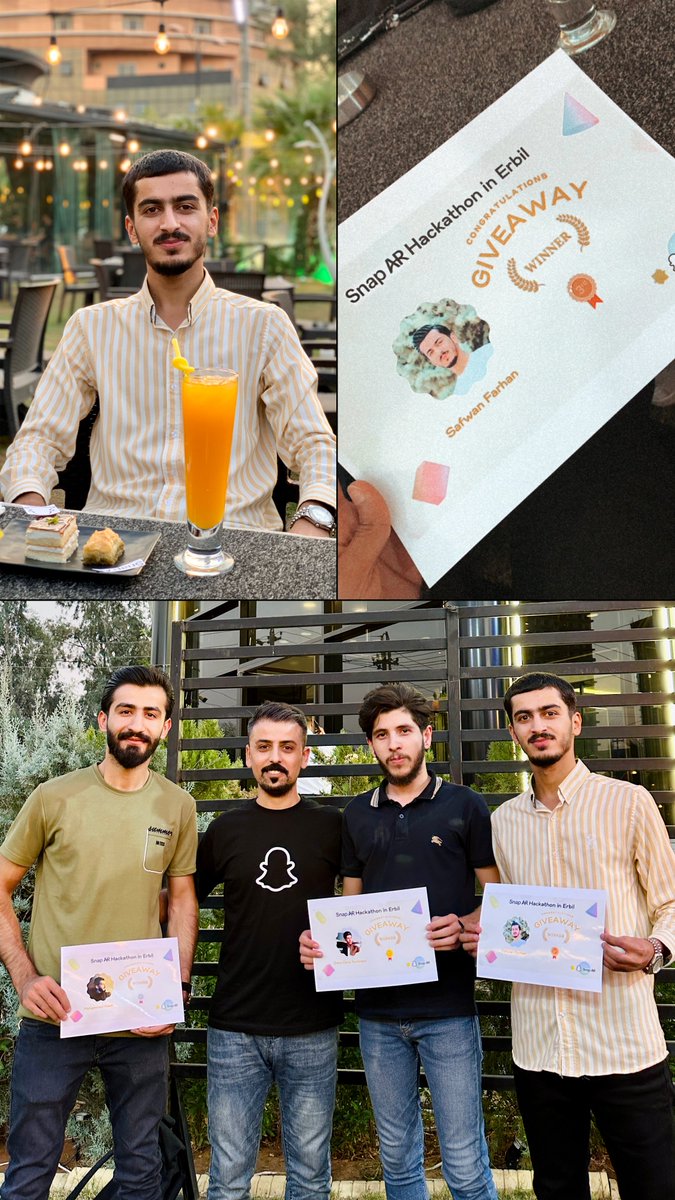 Safw0n's tweet photo. Thank you for announcing that I have won the third place in Snap AR Hackathon in Erbil! 🥉📸 This trip was a creative adventure، and I am very grateful to everyone who supported me, Huge thanks to @SnapAR and @haval_zebari for this incredible opportunity! https://t.co/NliZW086NG