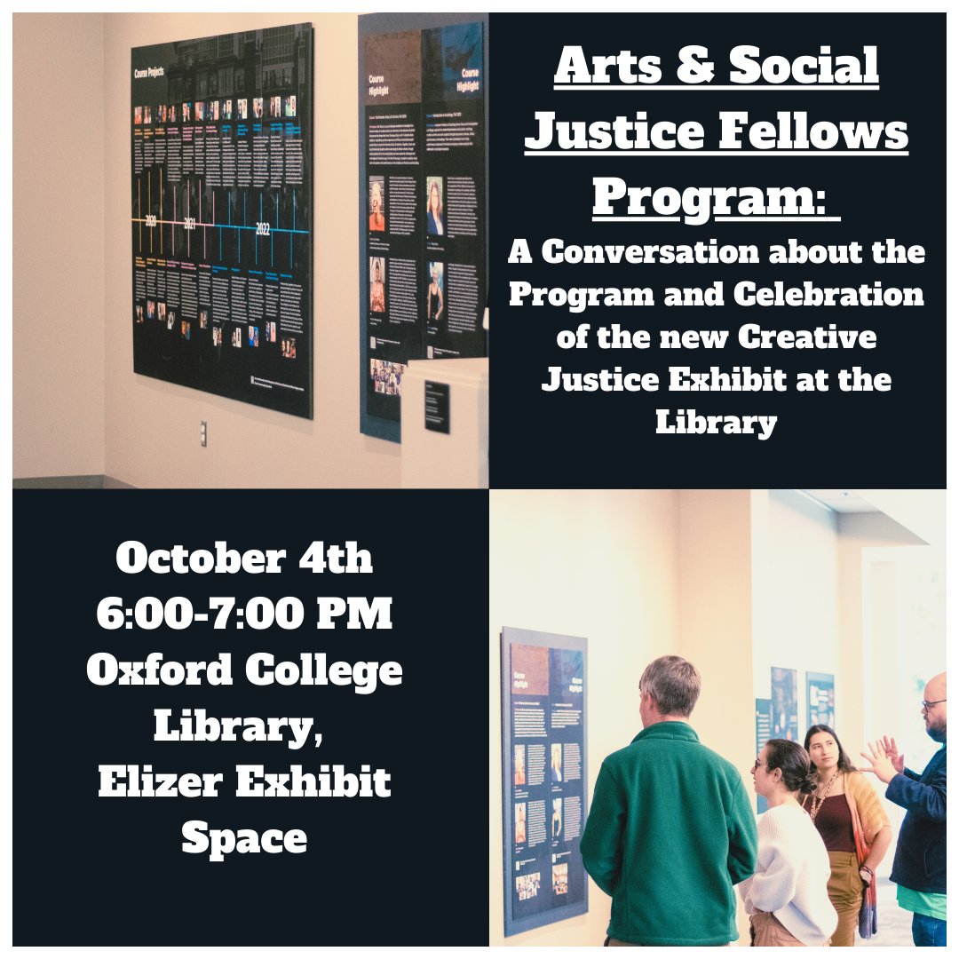 OxLibrary's tweet image. An exhibition of art, culture, and celebrating social justice will be hosted in the Library on October 4 at 6:00 by the library and the Arts and Social Justice Fellows Program.

Refreshments will be provided!