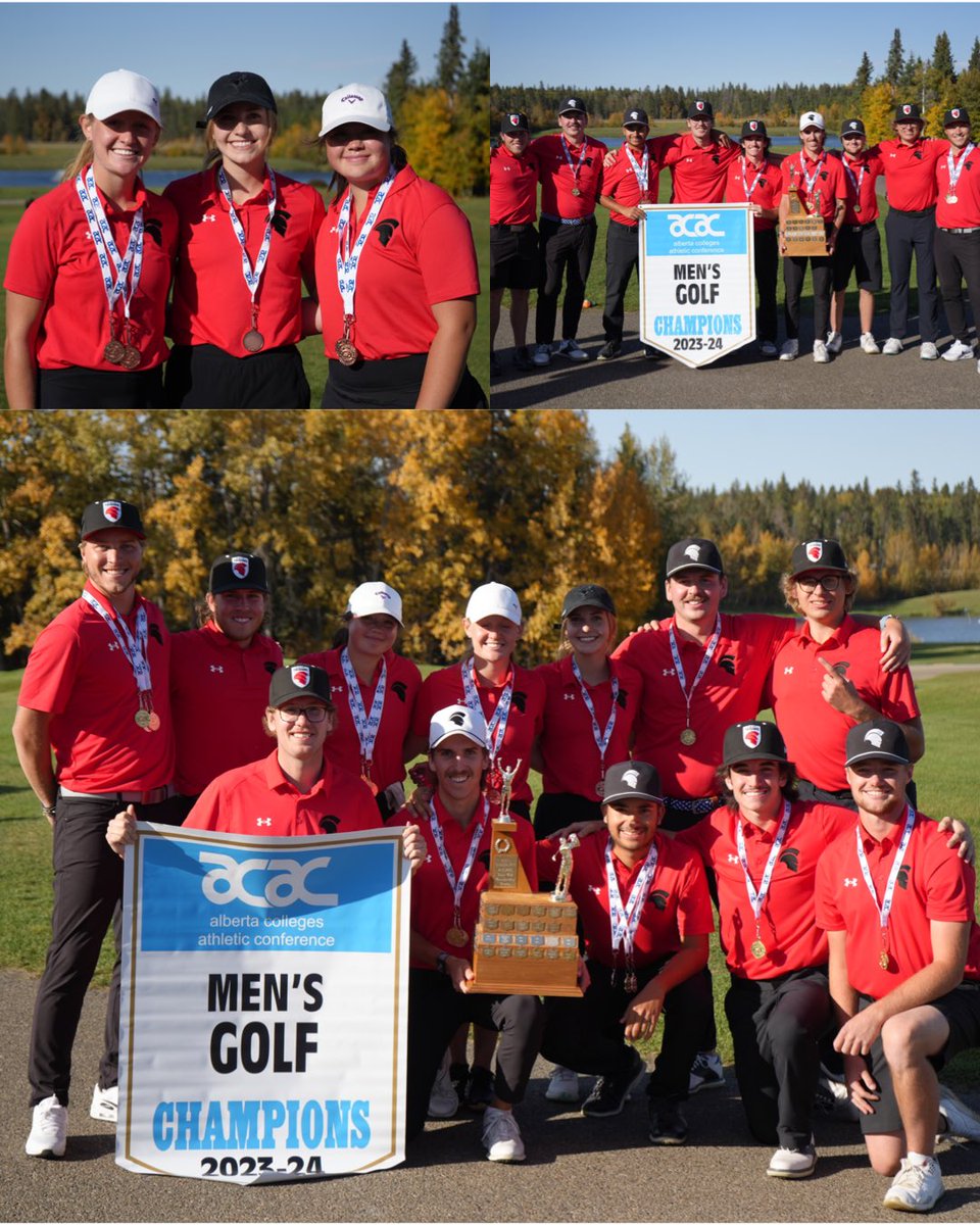SAIT_Trojans's tweet photo. GOLF | There are no words for how proud we are of this group of athletes! Our men’s team took home gold and the banner, women’s team won bronze, Jaden Patel took home a silver medal, and Jaedon McConnell with a bronze! https://t.co/kFPTaTUcvM
