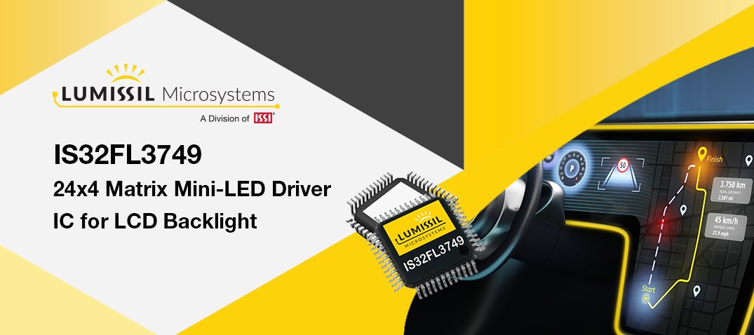 lumissil's tweet photo. We have released our latest matrix driver IC for controlling arrays of mini-LEDs. It is targeted at the automotive LCD backlight market that utilizes white mini-LED arrays for large ultra-high contrast Central Information Displays (CID). Read more here: https://t.co/VeHGiBNsdV https://t.co/ECj40uIlOp