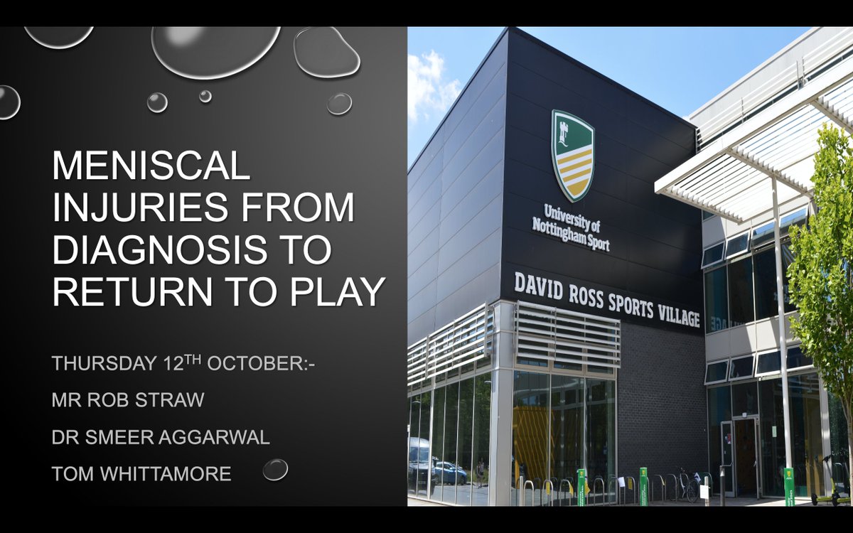 Still a few places left for this evening talk at the University of Nottingham. Tickets can still be purchased below with proceeds donated to <a href="/ProstateUK/">Prostate Cancer UK</a> :- eventbrite.co.uk/e/meniscal-inj… 
<a href="/sammacgregor86/">Sam</a> <a href="/adampburrows/">Adam Burrows</a> <a href="/davwal1982/">David Waldie</a> <a href="/DBurkinshaw96/">Daniel Burkinshaw</a> <a href="/ImpactPhysio/">Impact Physio</a> <a href="/sinead4620011/">Sinead</a>