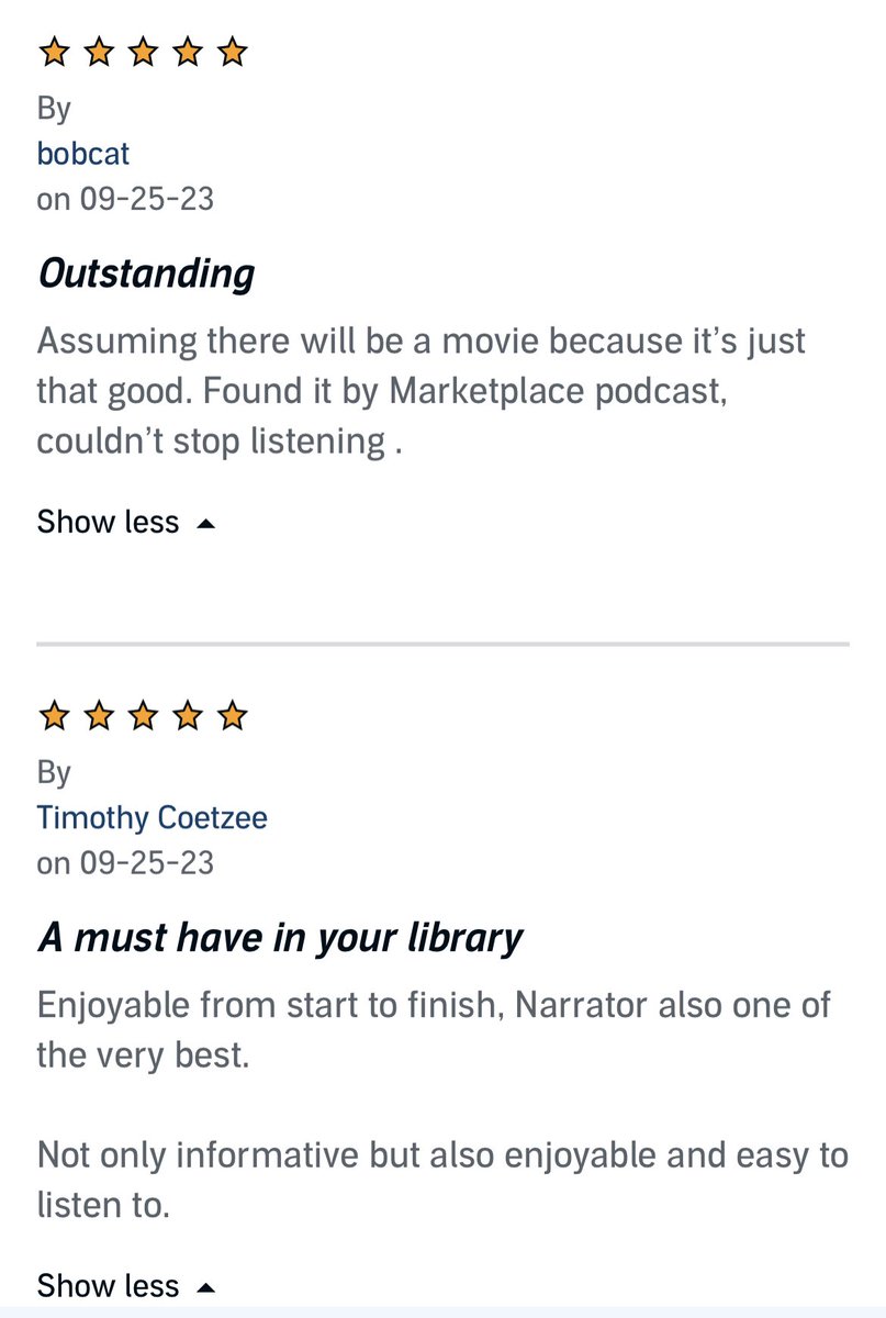 Checked out the Your Face Belongs To Us audiobook page and discovered these glowing reviews. 

Day made. 

(I’m the narrator!)

audible.com/pd/Your-Face-B…

Also available on <a href="/librofm/">Libro.fm</a>: libro.fm/audiobooks/978…