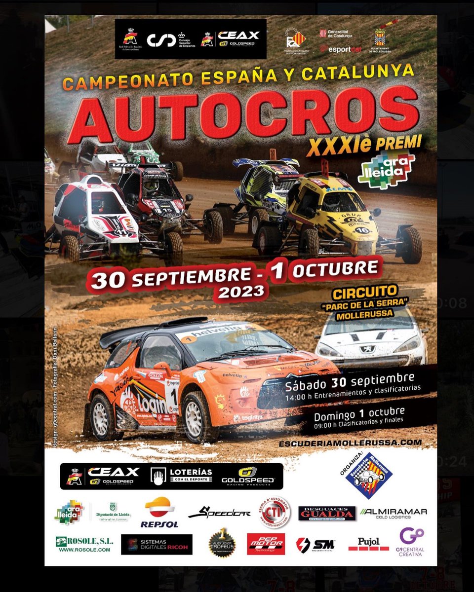 📌 Previo 31.º CEAX Ara Lleida
☑️ Recta final en el #CEAXGoldspeed
🔘 Casi un centenar de pilotos estarán este fin de semana en el Circuit Municipal Parc de la Serra de Mollerussa

📝 cutt.ly/YwbrIOs3

#CEAXAraLleida
#autocross #offroad