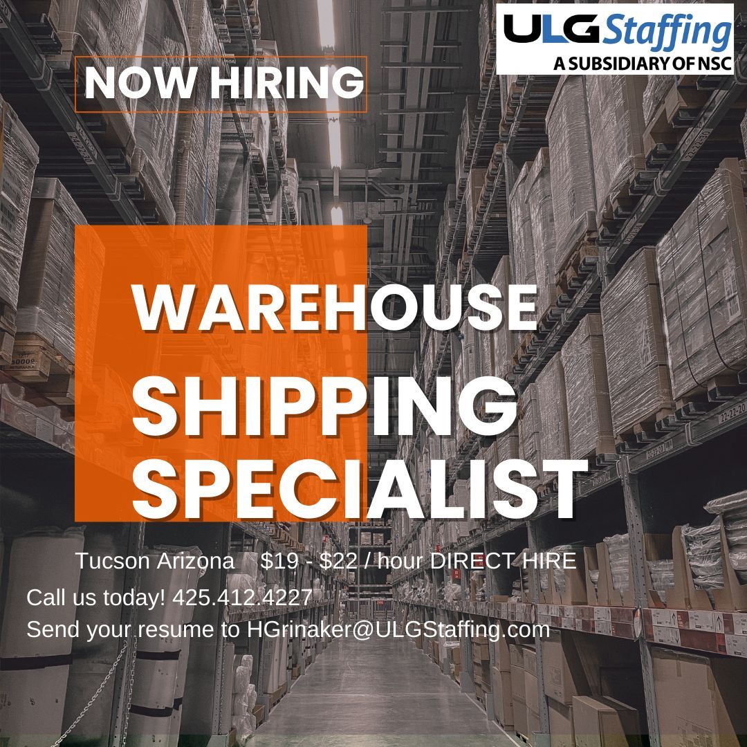 #CareerOpportunities Tucson AZ
#directhire  #warehousejobs #shippingjobs
(425)412-4227
Call @recruiterhope #today