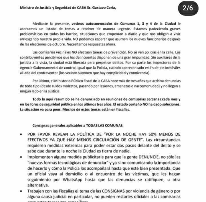 Vecinos de varias comunas de CABA hartos de inseguridad,denuncian connivencia de funcionarios del Ministerio de Justicia y Seguridad  de CABA y de Policía de La Ciudad con los delincuentes . Entregaron comunicado de alerta y se reunieron con Coria. instagram.com/p/CxlFt8fL2hQ/…