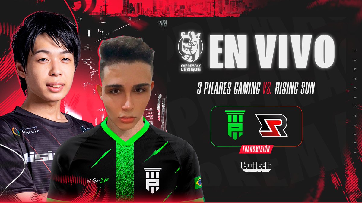 Supremacy League (@cr_supremacy) on Twitter photo ๐ด #SMCY2023 | EN VIVO โ๏ธ
Seguimos con el 3er partido de esta Jornada 9 ๐ฅ Serรก un duelo de vida o muerte โ ยกEl ganador asegurarรก su hueco en Play-In!
Grupo ๐
ฐ๏ธ
<a href="/PilaresGaming/">3 Pilares Gaming</a> ๐ <a href="/RisingSun_GG/">Rising Sun Esports</a>
โฐ 15:00๐ฒ๐ฝ - 18:00๐ง๐ท - 23:00๐ช๐ธ - 06:00(+1)๐ฏ๐ต
๐บ ยกNo te lo puedes perder! ๐ด #SMCY2023 | EN VIVO โ๏ธ
Seguimos con el 3er partido de esta Jornada 9 ๐ฅ Serรก un duelo de vida o muerte โ ยกEl ganador asegurarรก su hueco en Play-In!
Grupo ๐
ฐ๏ธ
<a href="/PilaresGaming/">3 Pilares Gaming</a> ๐ <a href="/RisingSun_GG/">Rising Sun Esports</a>
โฐ 15:00๐ฒ๐ฝ - 18:00๐ง๐ท - 23:00๐ช๐ธ - 06:00(+1)๐ฏ๐ต
๐บ ยกNo te lo puedes perder!