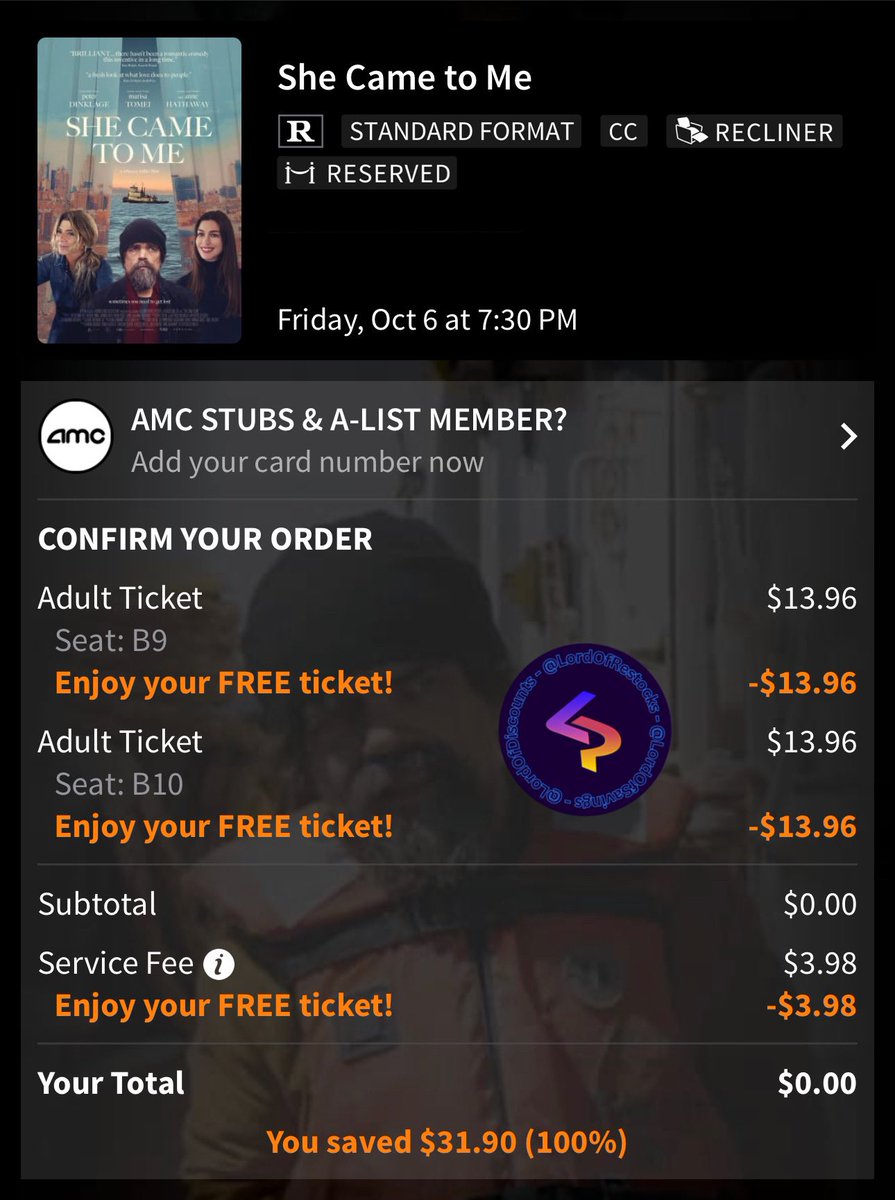 LordOfSavings's tweet photo. 🎥 Receive Up To Two Free Movie Tickets to “She Came To Me” on an October 6th showing via Atom Tickets

✅ Use code SCMFREE at checkout

🗓️ Only While Supplies Last. October 6th Showings Only!

🔗 - https://t.co/EzDYDYQdmR

#LRDeal | #Free https://t.co/lwFJba7g8J