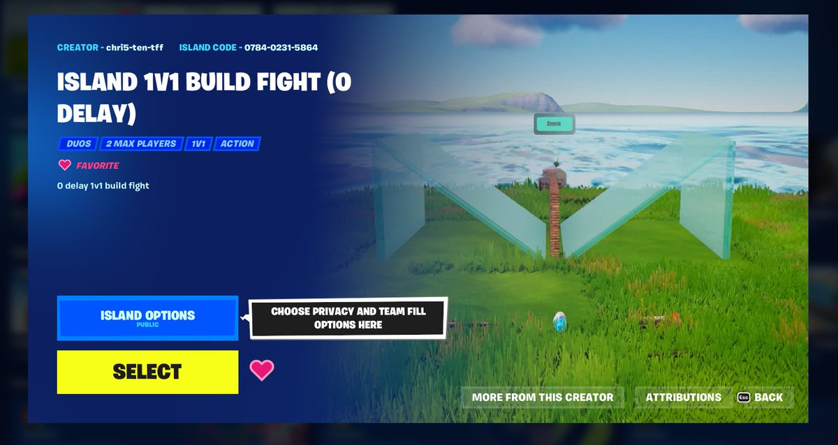 Yo courtesy of @prallel01 we've just finished our own Team CR10 #Fortnite 1V1 Build Fight Creative Map go test it out &amp; send us a clip of you using it also save to your favourites would be appreciated !! Island Code 0784-0231-5864 <a href="/FortniteGame/">FortniteGame</a> <a href="/EpicGames/">Epic Games Store</a> #gaming <a href="/jetfire945x/">Jetfire945</a>