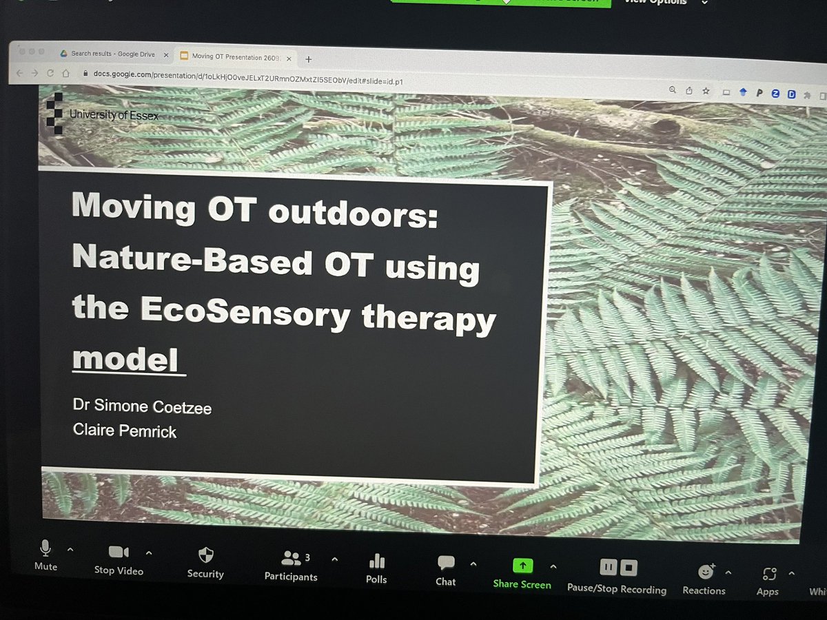 AnnaPettican's tweet photo. Really inspiring @MovingOTs networking event this evening, with Claire Pemrick &amp; @DrSimoneOT from @UoE_OT talking about moving our OT practice outdoors through the ecosensory model🌲🌳 Thanks for joining us! https://t.co/huHbwsTN7L