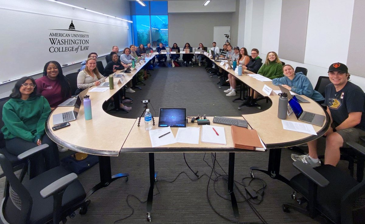 AUWCL's tweet image. Kicking off negotiations with an exceptional opening session! 30 students in LAW 795 started negotiations for a new labor contract (fictional employer/union) as part of the Collective Bargaining course – making Adjunct Prof. Michael Gan extremely proud! #Businesslaw