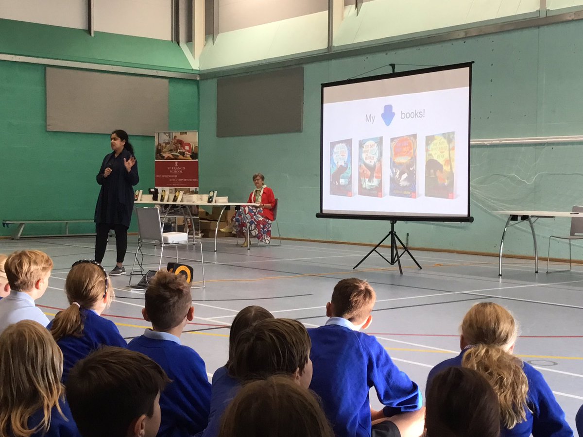 MrsFWren's tweet photo. Years 5&amp;6 thoroughly enjoyed the animal-themed author talk with @NizRite as part of @MarlbLitFest last week. We are now eagerly working our way through the series of books 🐘🐆🐋🐻 #lovebooks @w_woodborough @EquaMat https://t.co/szNoWeunDD