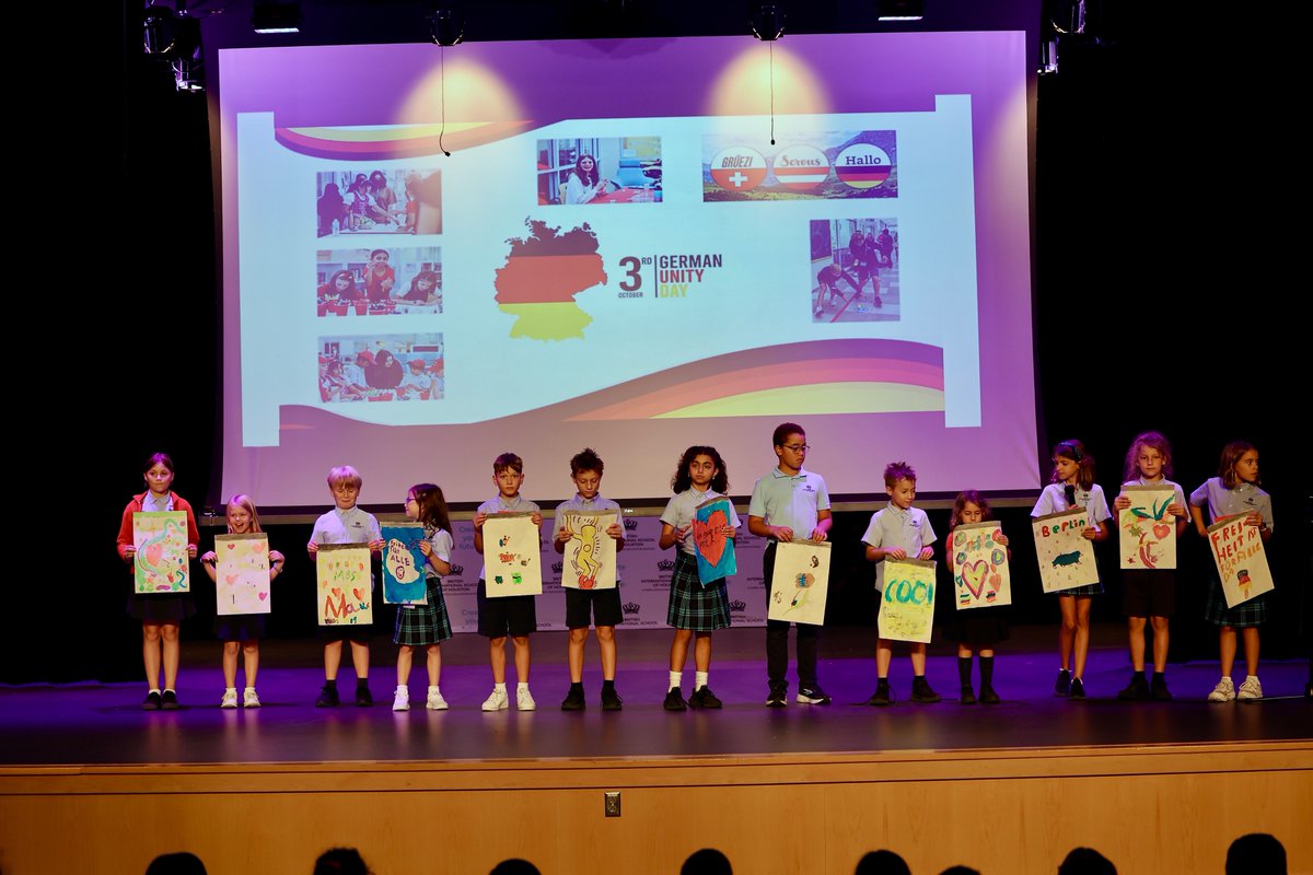 BISHouston's tweet image. On stage with our German Language #naeachievers sharing a short presentation about German Unity Day! #BISHouston #naecreateyourfuture