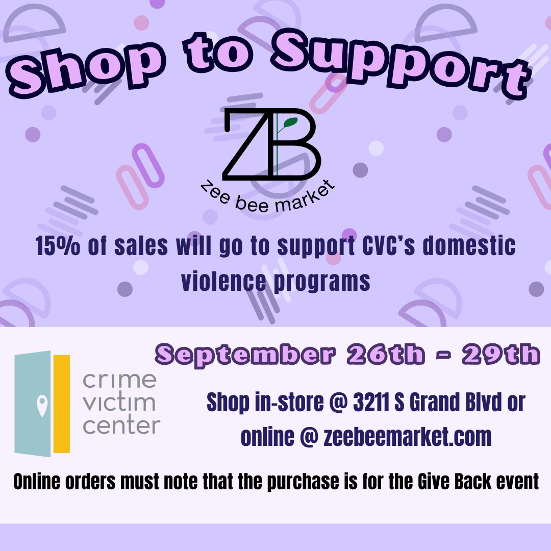 Please consider helping one of our community partnerships, Crime Victim Center, collect funding to help with the gender-based violence programs! Shop 2 Support! r #umsltritonsunited
